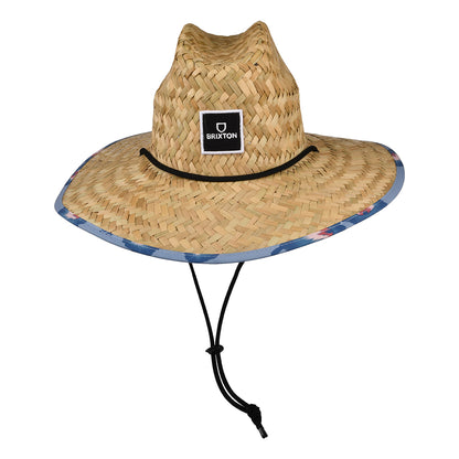 Sombrero de Guardacosta Alpha Square de paja de Brixton - Beige Arena-Azul Claro