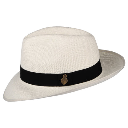 Sombrero Panamá Fedora Classic Preset con cinta decorativa negra de Christys - Decolorado