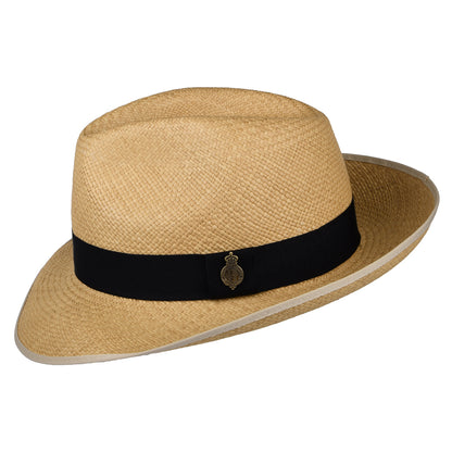 Sombrero Panamá Fedora Classic Preset con cinta decorativa negra de Christys - Natural