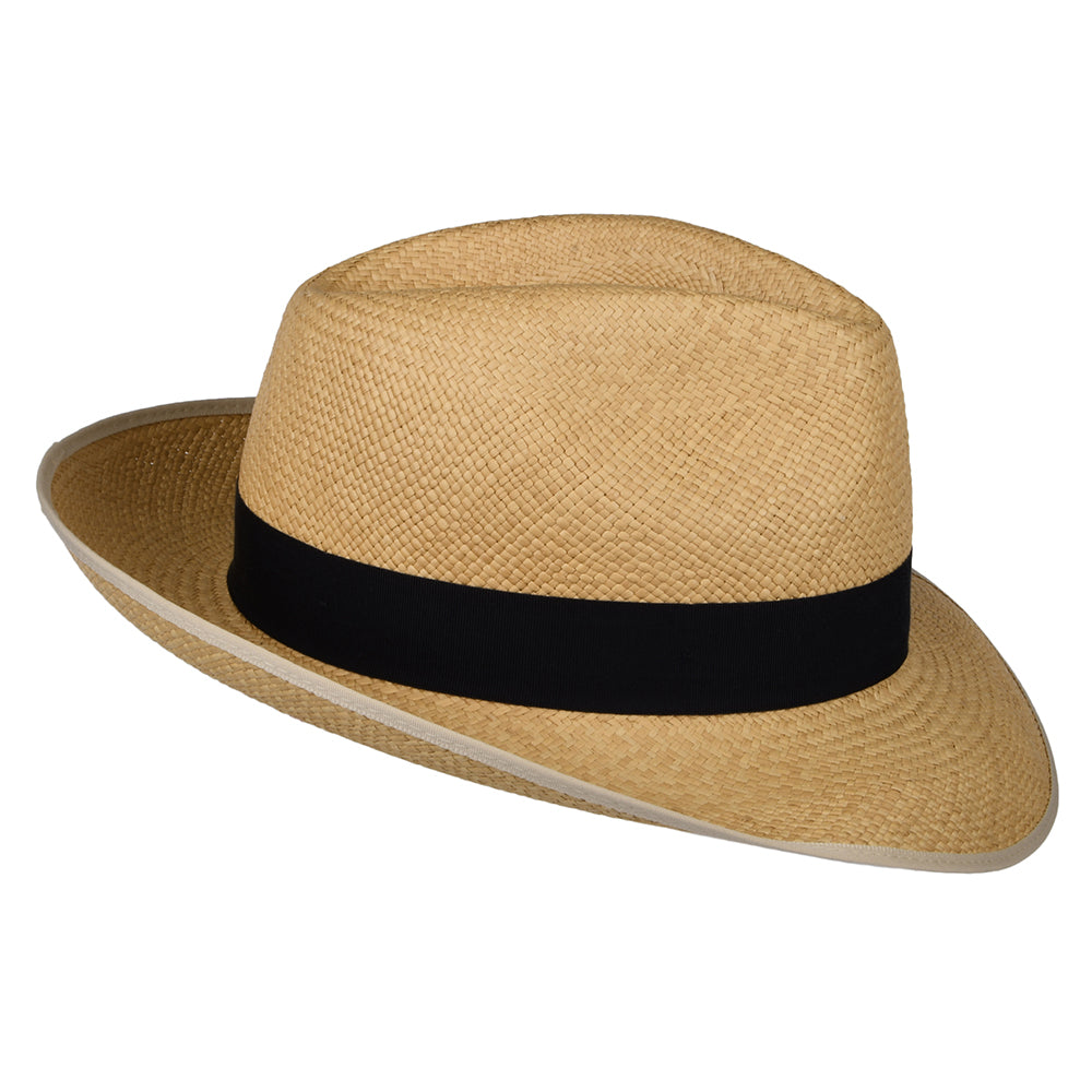 Sombrero Panamá Fedora Classic Preset con cinta decorativa negra de Christys - Natural