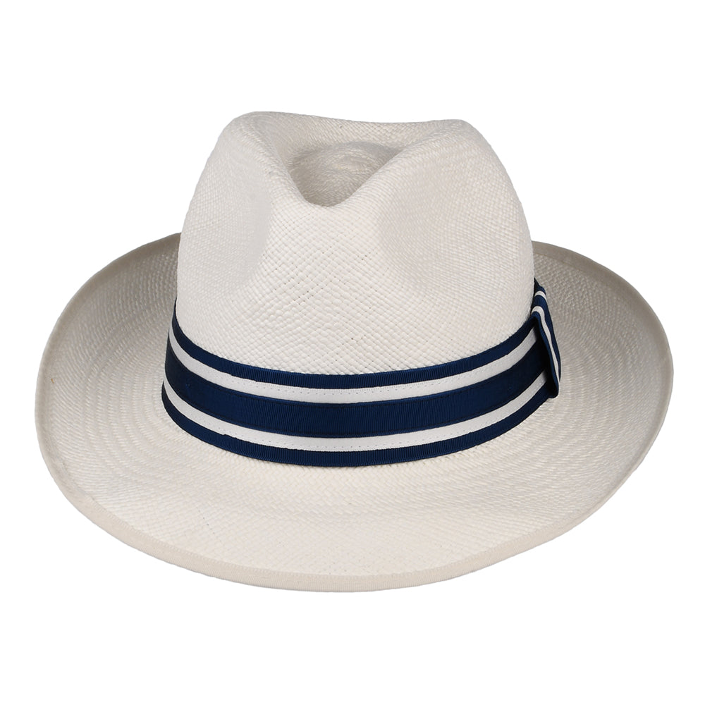 Sombrero Panamá Fedora Ascot Striatus Preset con cinta decorativa a rayas de Christys - Decolorado