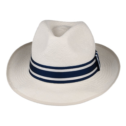 Sombrero Panamá Fedora Ascot Striatus Preset con cinta decorativa a rayas de Christys - Decolorado