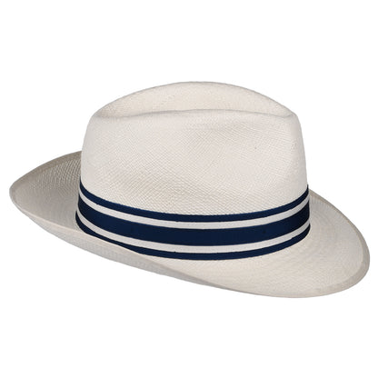Sombrero Panamá Fedora Ascot Striatus Preset con cinta decorativa a rayas de Christys - Decolorado