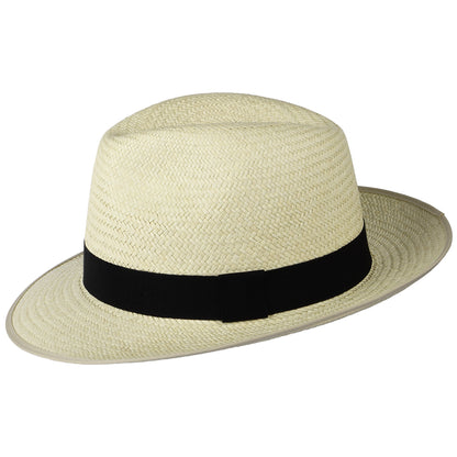 Sombrero Panamá Fedora con cinta decorativa negra de Christys - Semi--Decolorado