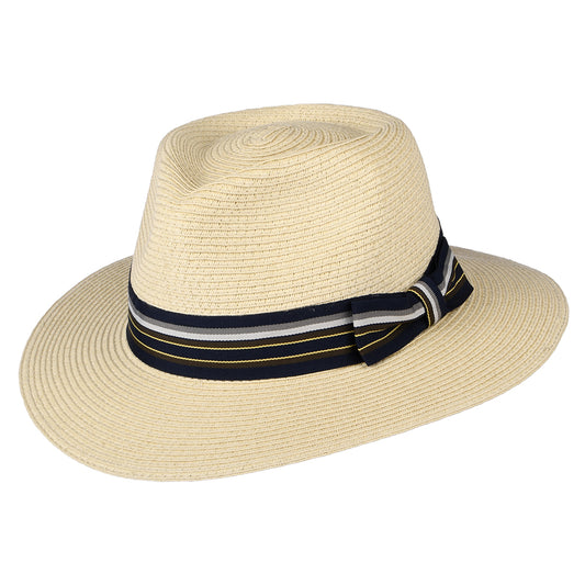 Sombrero Fedora plegable con cinta decorativa a rayas de Denton - Natural