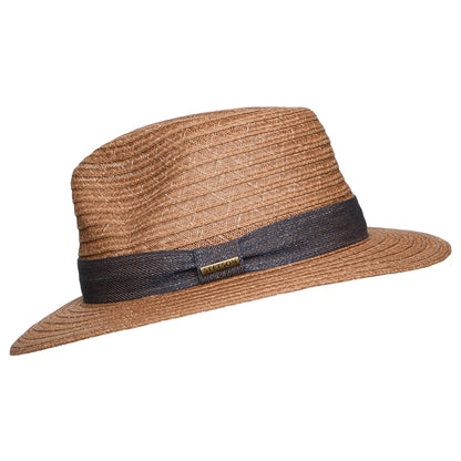 Sombrero Fedora Traveller de paja toyo de Stetson - Marrón Claro-Azul