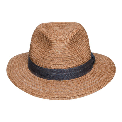 Sombrero Fedora Traveller de paja toyo de Stetson - Marrón Claro-Azul