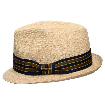 Sombrero Trilby de rafia con cinta decorativa a rayas de Stetson - Natural