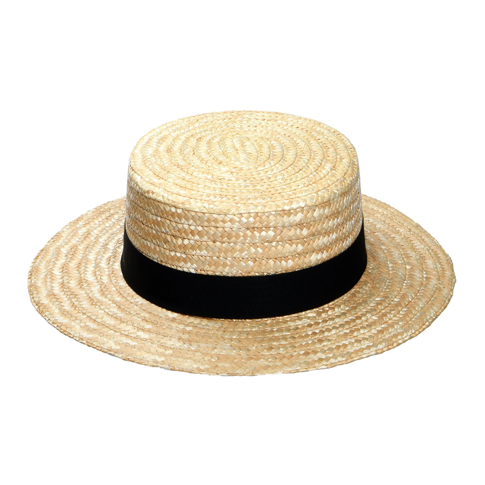Sombrero Boater con cinta decorativa negra de Christys - Natural