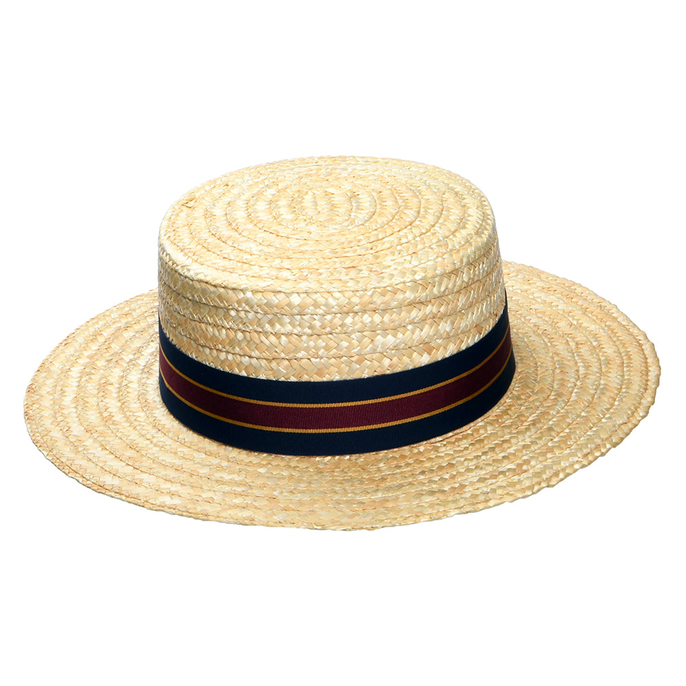 Sombrero Boater con cinta decorativa a rayas de Christys - Natural