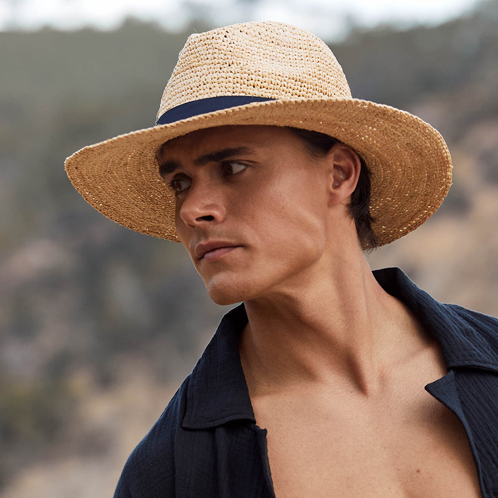 Sombrero Fedora Albury Crochet de rafia de Barts - Natural