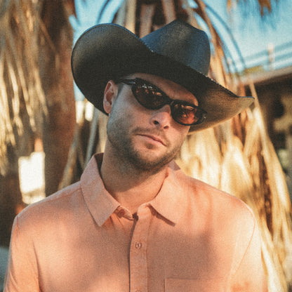 Sombrero Cowboy Laredo de paja toyo de Brixton - Negro
