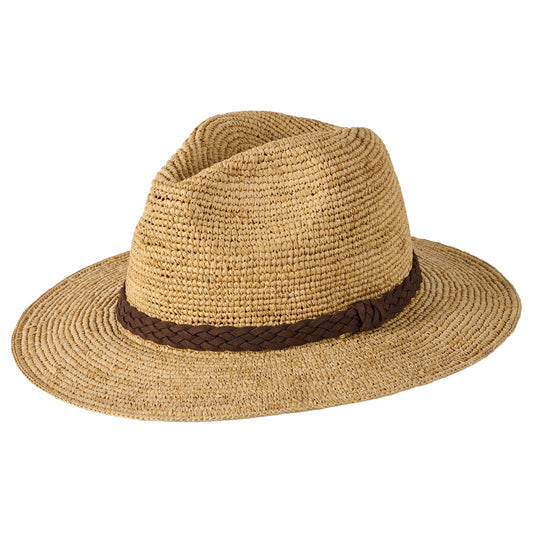 Sombrero Fedora Amalfi Crochet de paja de rafia de Failsworth - Natural