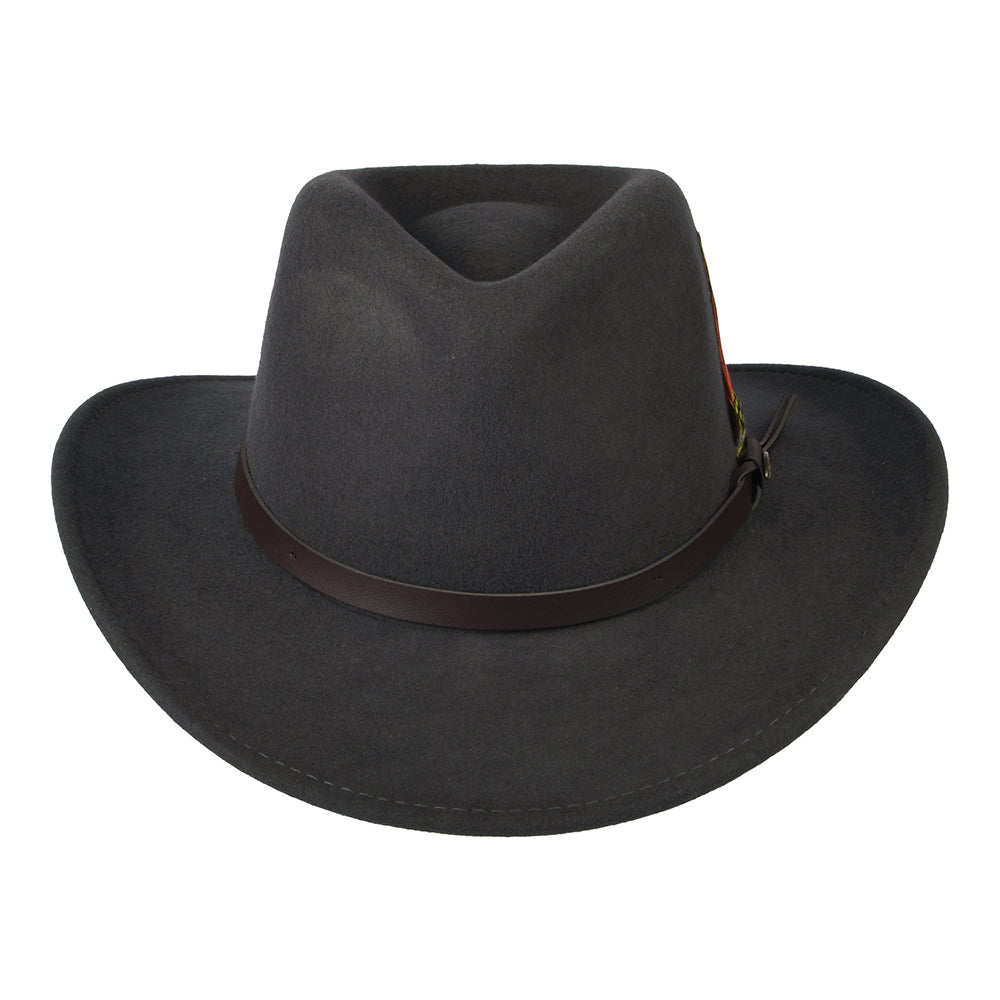 Sombrero Outback Dakota plegable repelente al agua de fieltro de lana de Scala - Gris