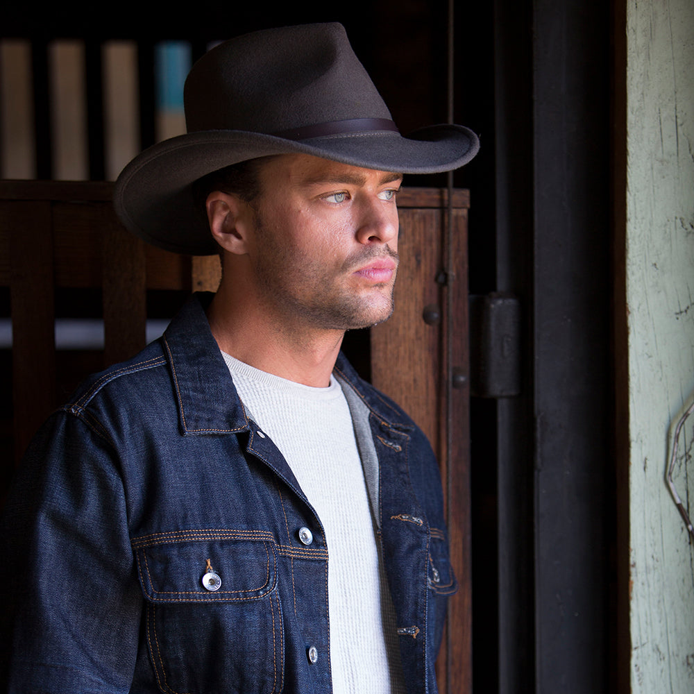 Sombrero Outback Dakota plegable repelente al agua de fieltro de lana de Scala - Gris