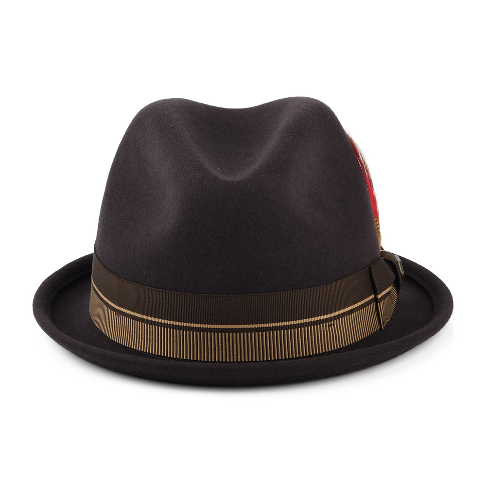 Sombrero Trilby 20º Aniversario de Gain de fieltro de lana de Brixton - Chocolate