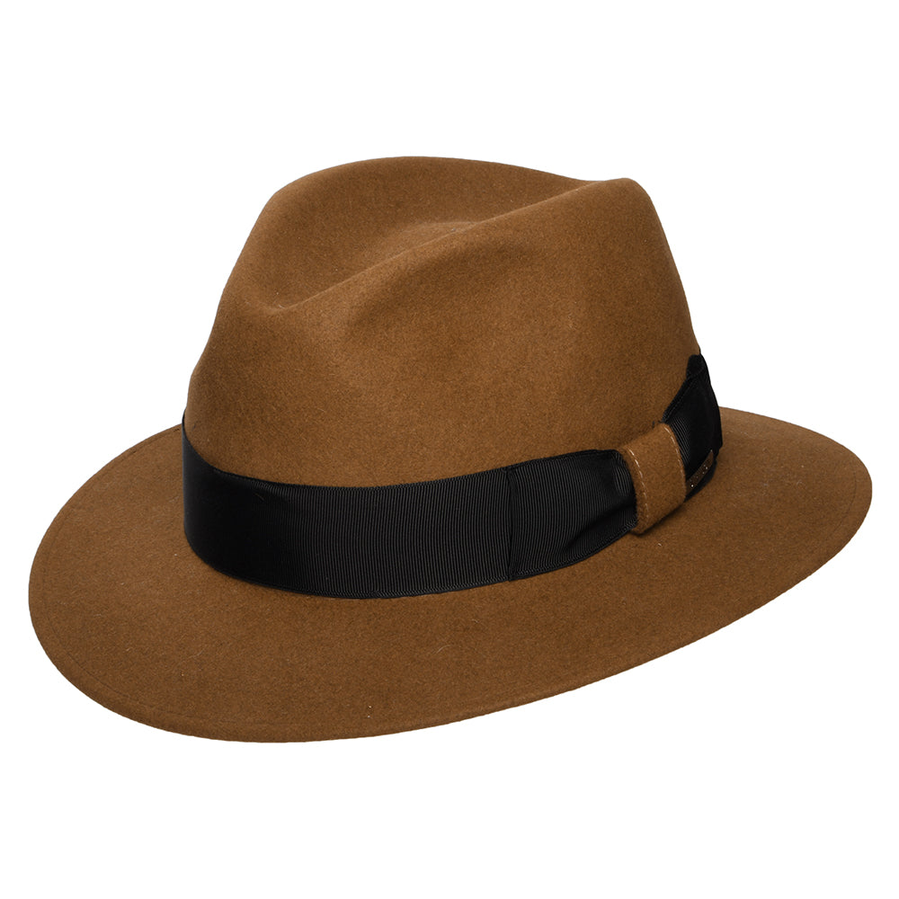 Sombrero Fedora Safari Lestoca Traveller de fieltro mezcla de piel de castor de Stetson - Marrón