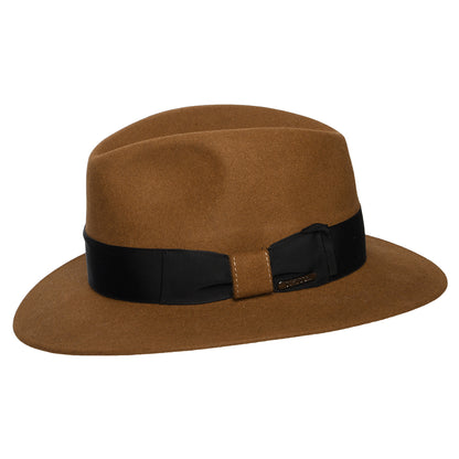 Sombrero Fedora Safari Lestoca Traveller de fieltro mezcla de piel de castor de Stetson - Marrón