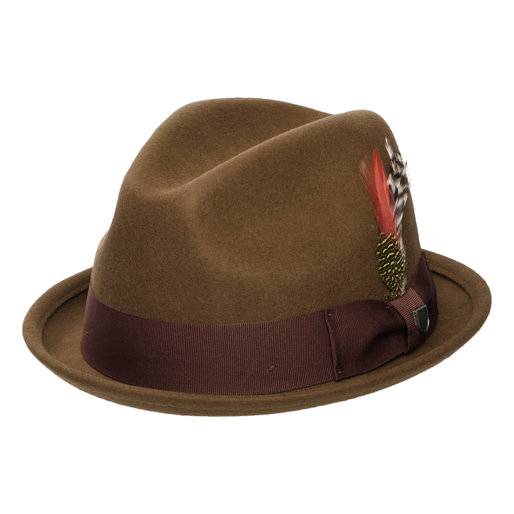 Sombrero Trilby Gain de fieltro de lana de Brixton - Café-Marrón Castaño