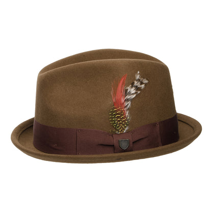 Sombrero Trilby Gain de fieltro de lana de Brixton - Café-Marrón Castaño