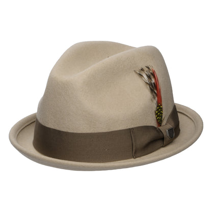 Sombrero Trilby Gain de fieltro de lana de Brixton - Arena-Marrón Claro