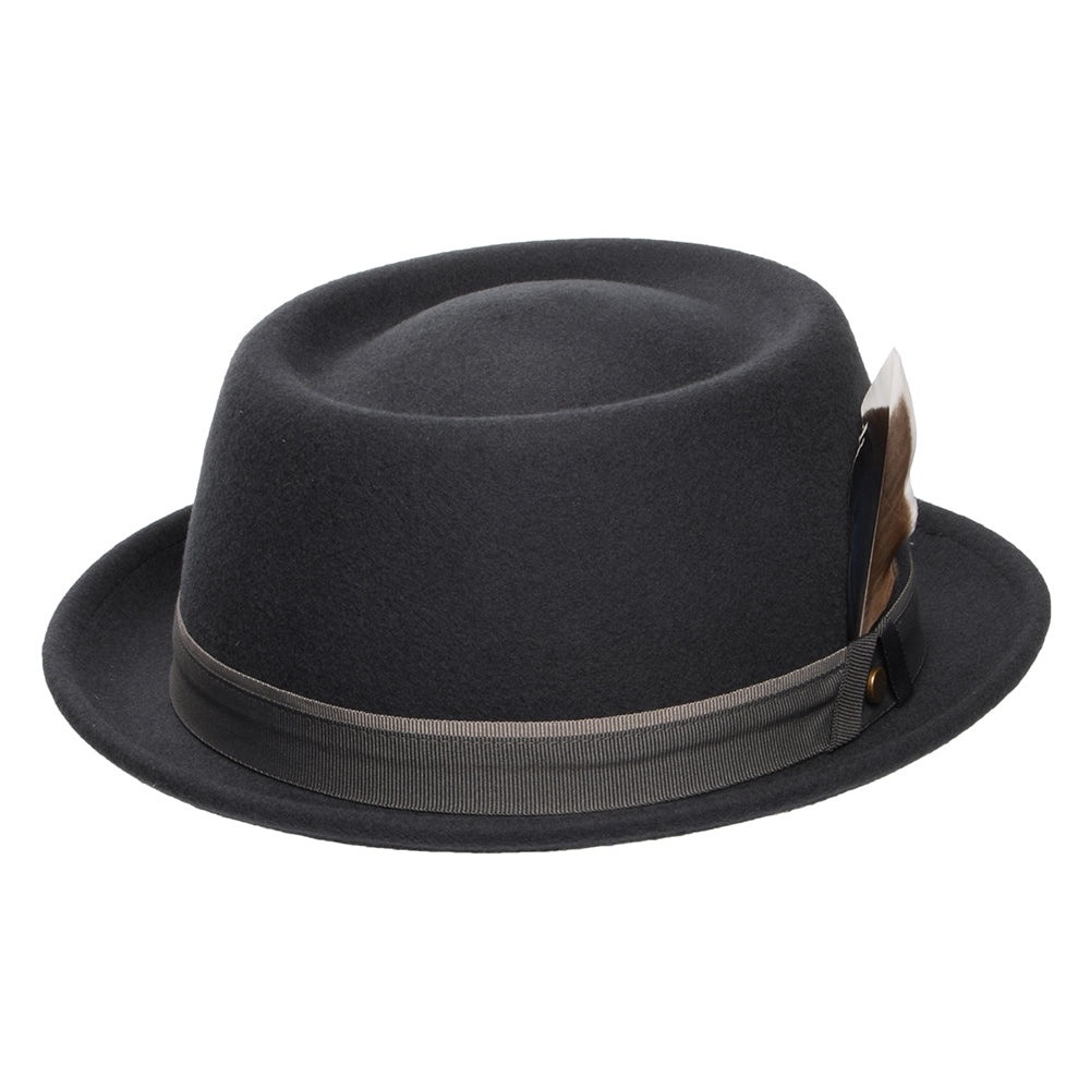 Sombrero Pork Pie repelente al agua de fieltro de lana de Stetson - Gris Oscuro