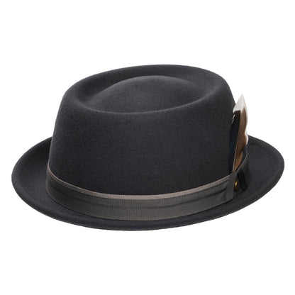 Sombrero Pork Pie repelente al agua de fieltro de lana de Stetson - Gris Oscuro