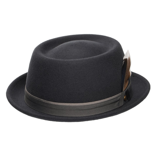 Sombrero Pork Pie repelente al agua de fieltro de lana de Stetson - Gris Oscuro