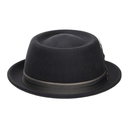 Sombrero Pork Pie repelente al agua de fieltro de lana de Stetson - Gris Oscuro