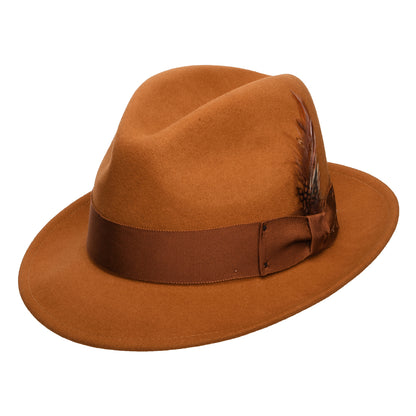 Sombrero Fedora Blixen plegable Repelente al agua de fieltro de lana de Bailey - Ámbar