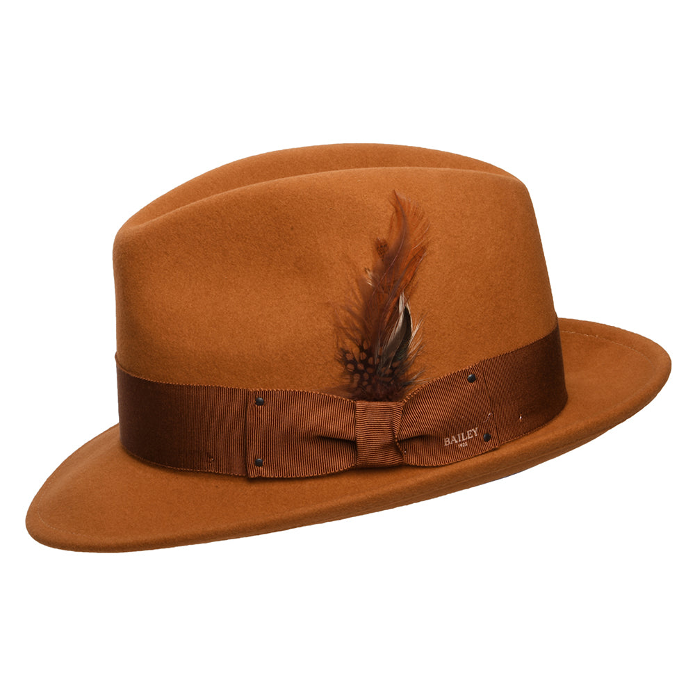 Sombrero Fedora Blixen plegable Repelente al agua de fieltro de lana de Bailey - Ámbar