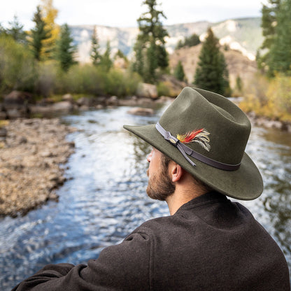 Sombrero Outback Dakota plegable Repelente al agua de fieltro de lana de Scala - Verde Oliva