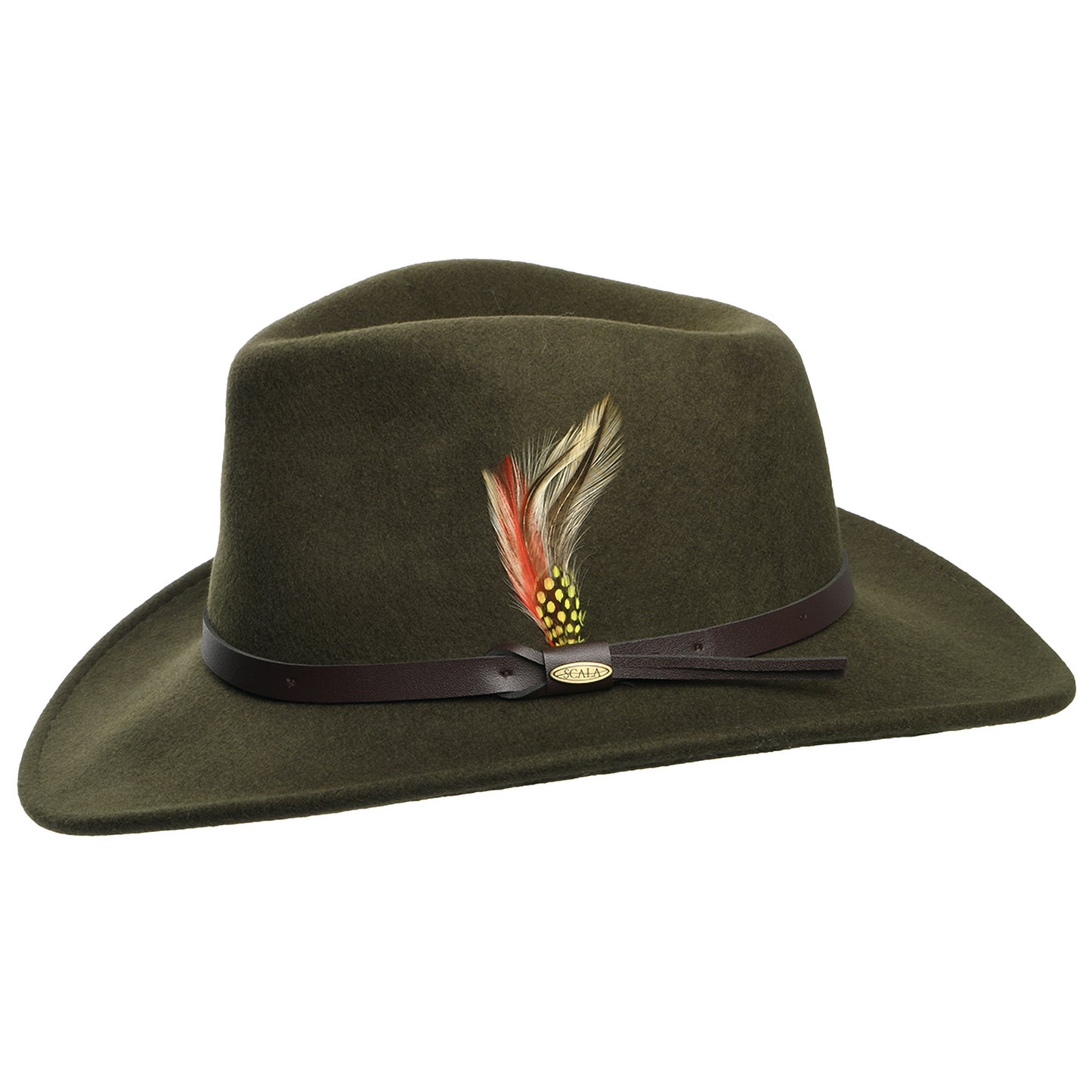 Sombrero Outback Dakota plegable Repelente al agua de fieltro de lana de Scala - Verde Oliva