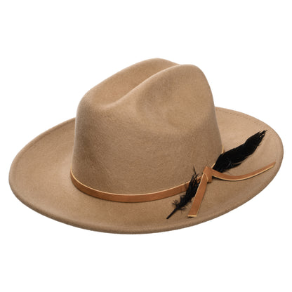Sombrero Cowboy Adan de fieltro de lana con pluma - Beige Masilla