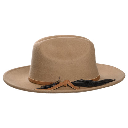 Sombrero Cowboy Adan de fieltro de lana con pluma - Beige Masilla
