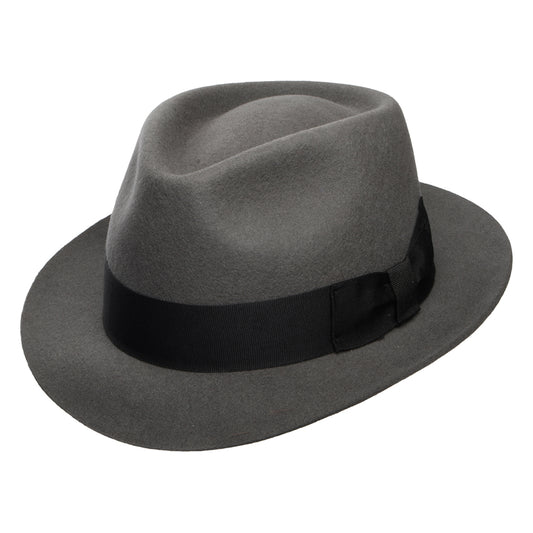 Sombrero Trilby Manhattan de fieltro de lana de Denton - Gris