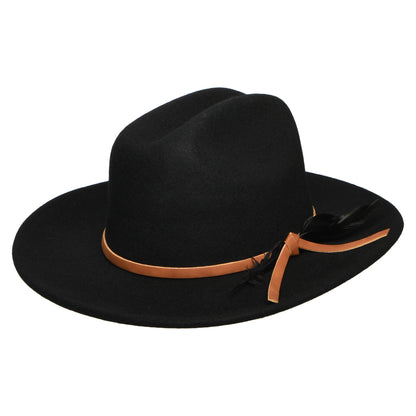 Sombrero Cowboy Adan de fieltro de lana con pluma de Scala - Negro