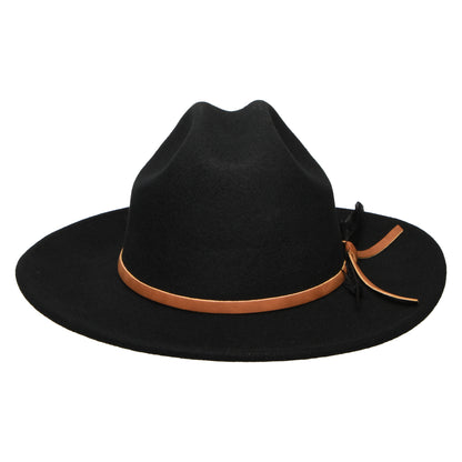 Sombrero Cowboy Adan de fieltro de lana con pluma de Scala - Negro