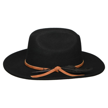 Sombrero Cowboy Adan de fieltro de lana con pluma de Scala - Negro