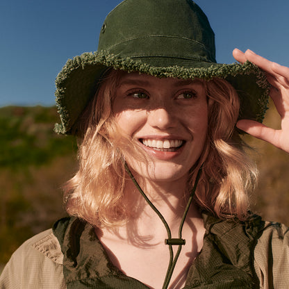 Sombrero de Sol T3 Fringe Wanderer de algodón de Tilley - Verde Pino