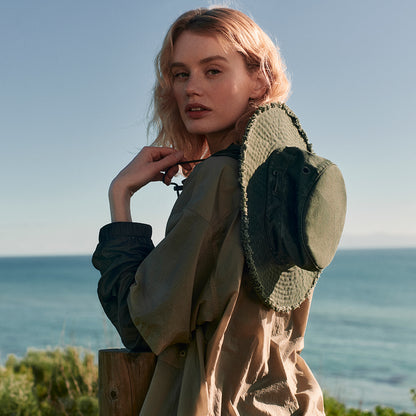 Sombrero de Sol T3 Fringe Wanderer de algodón de Tilley - Verde Pino