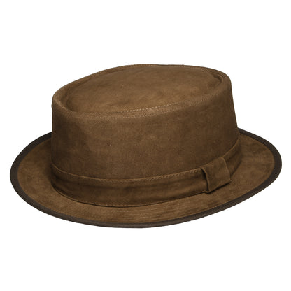 Sombrero Pork Pie de gamuza de Denton - Marrón Claro
