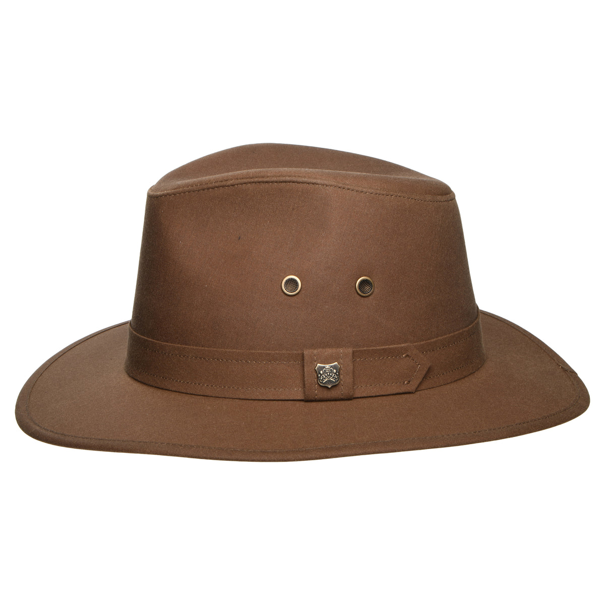 Sombrero Fedora Drifter repelente al agua de algodón encerado británico de Failsworth - Café