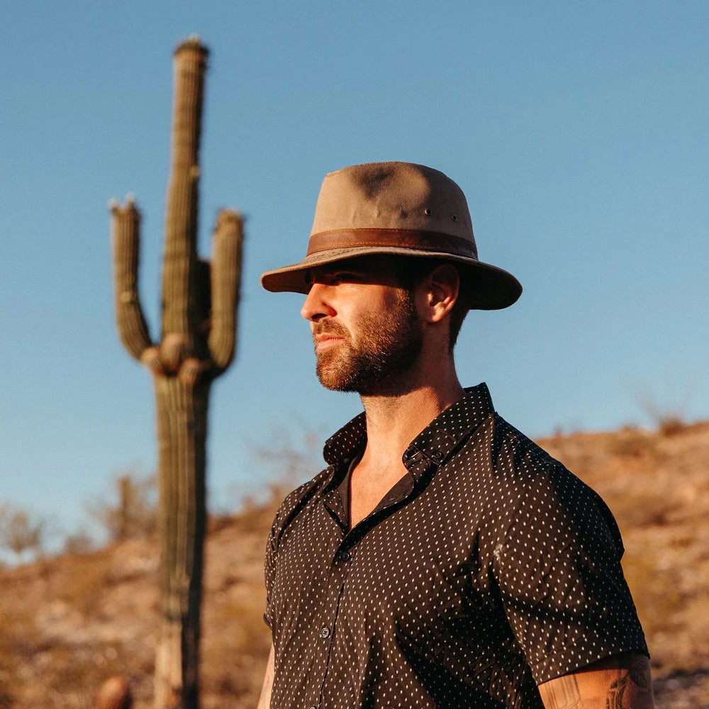 Sombrero Safari Resistente a lloviznas de algodón de Dorfman Pacific - Kaki