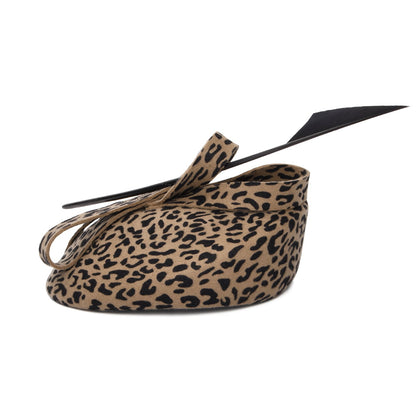 Boina de fieltro de lana con pluma decorativa de Whiteley - Leopardo