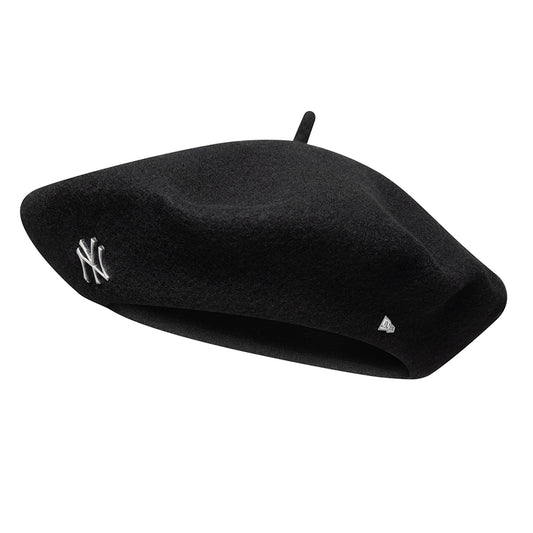 Boina Pin Bade New York Yankees de lana melton para mujeres de New Era - Negro