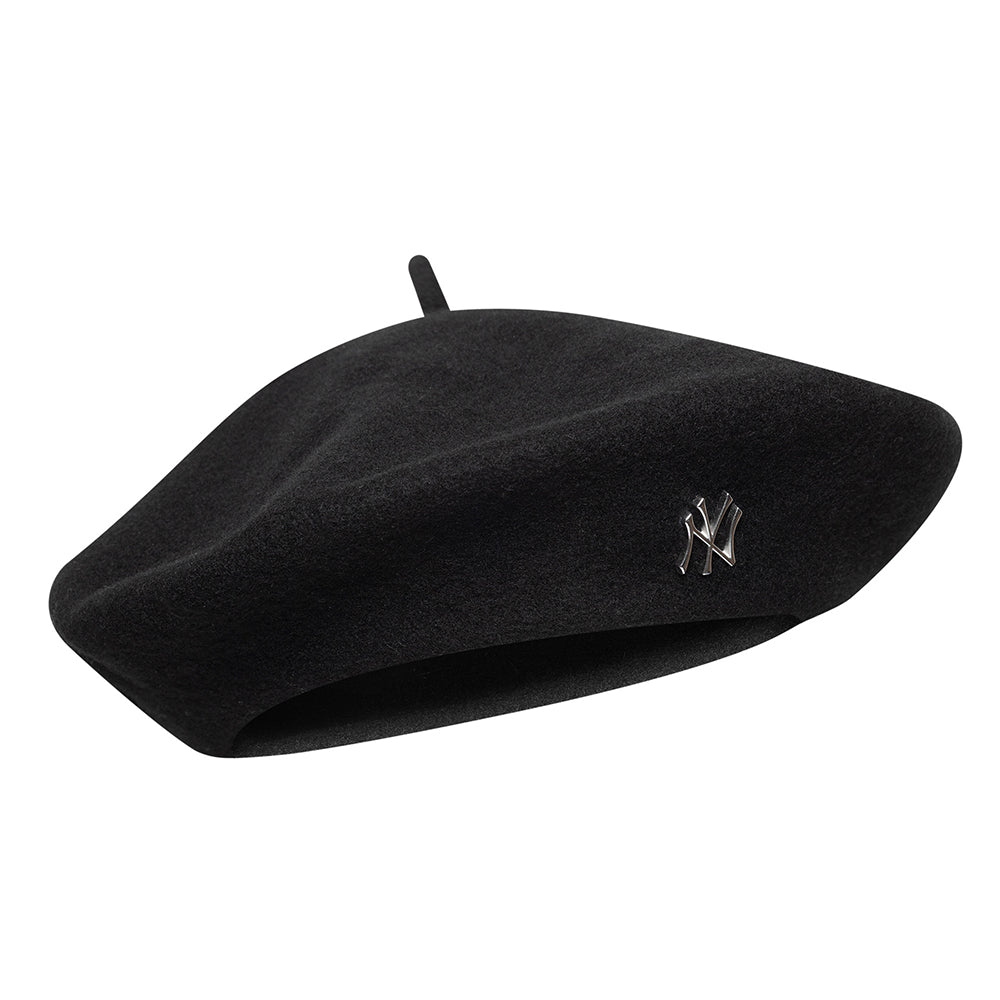 Boina Pin Bade New York Yankees de lana melton para mujeres de New Era - Negro