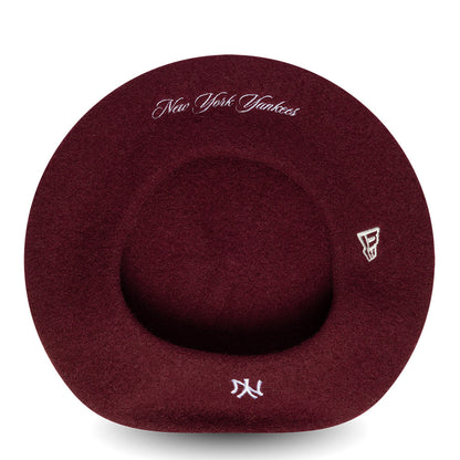 Boina Wool Script New York Yankees de New Era - Burdeos-Blanco