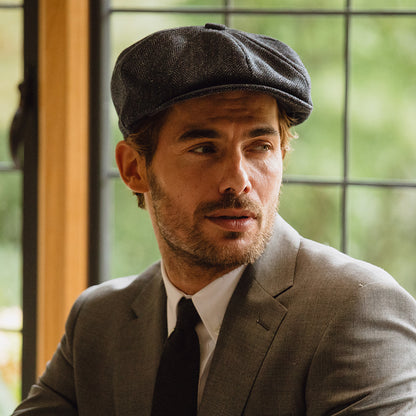 Gorra Newsboy Tweed Country de Tweed diseño de espiga de Christys - Antracita