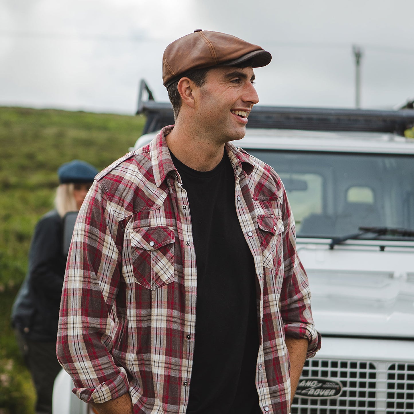 Gorra plana Fulton de piel de Jaxon & James - Marrón